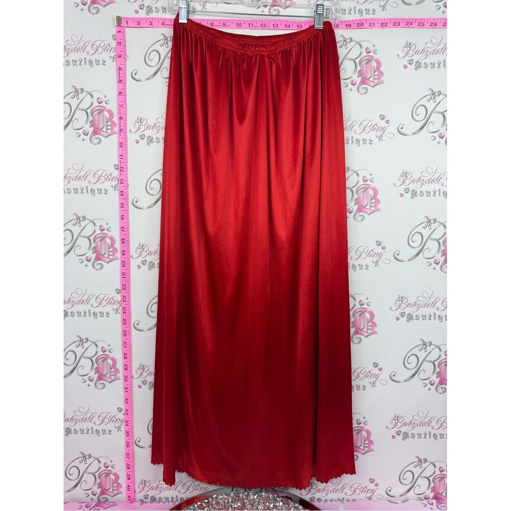Skirt slip shiny sexy Red Satin Maxi Slip Skirt